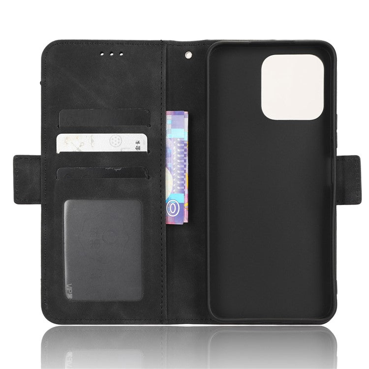 For Honor 70 Lite 5G / X6 4G / Honor Play6C / X8 5G Anti-drop PU Leather Folio Phone Case Stand Multiple Card Slots Magnetic Protective Flip Cell Phone Cover - Black