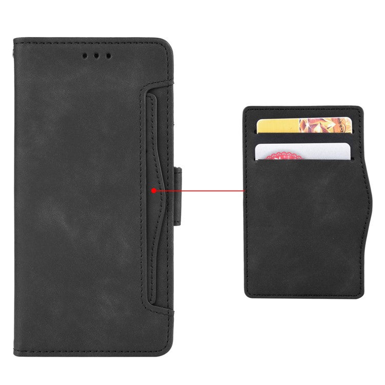 For Honor 70 Lite 5G / X6 4G / Honor Play6C / X8 5G Anti-drop PU Leather Folio Phone Case Stand Multiple Card Slots Magnetic Protective Flip Cell Phone Cover - Black