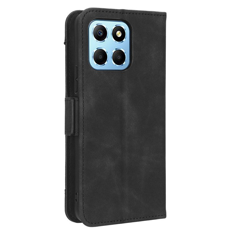 For Honor 70 Lite 5G / X6 4G / Honor Play6C / X8 5G Anti-drop PU Leather Folio Phone Case Stand Multiple Card Slots Magnetic Protective Flip Cell Phone Cover - Black