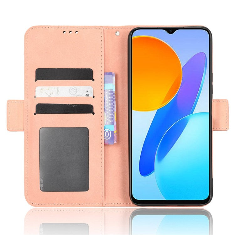 For Honor 70 Lite 5G / X6 4G / Honor Play6C / X8 5G Anti-drop PU Leather Folio Phone Case Stand Multiple Card Slots Magnetic Protective Flip Cell Phone Cover - Pink