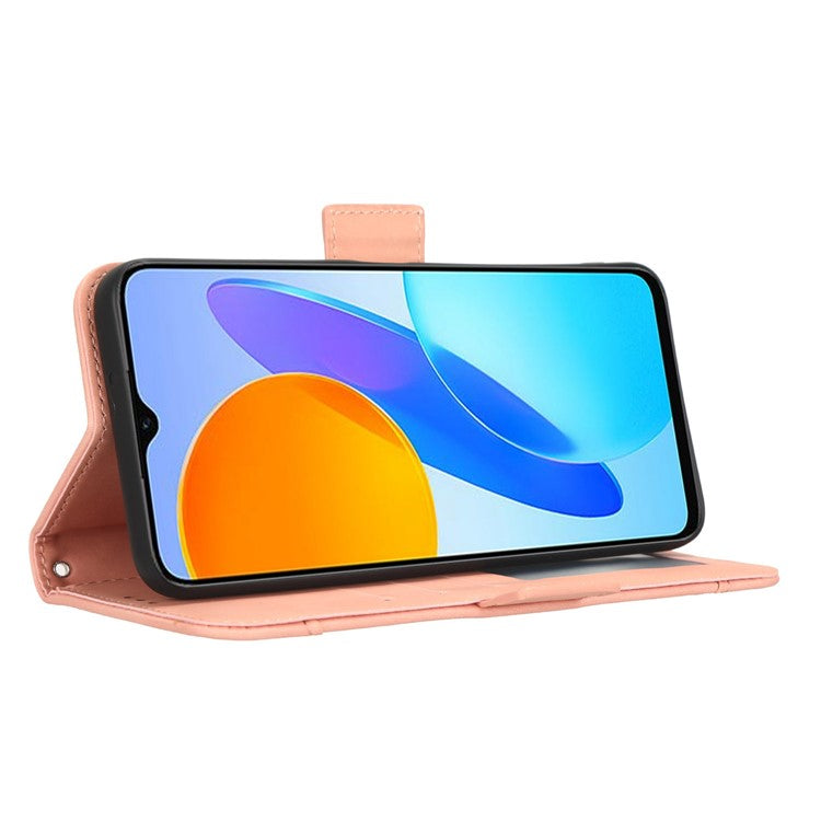 For Honor 70 Lite 5G / X6 4G / Honor Play6C / X8 5G Anti-drop PU Leather Folio Phone Case Stand Multiple Card Slots Magnetic Protective Flip Cell Phone Cover - Pink