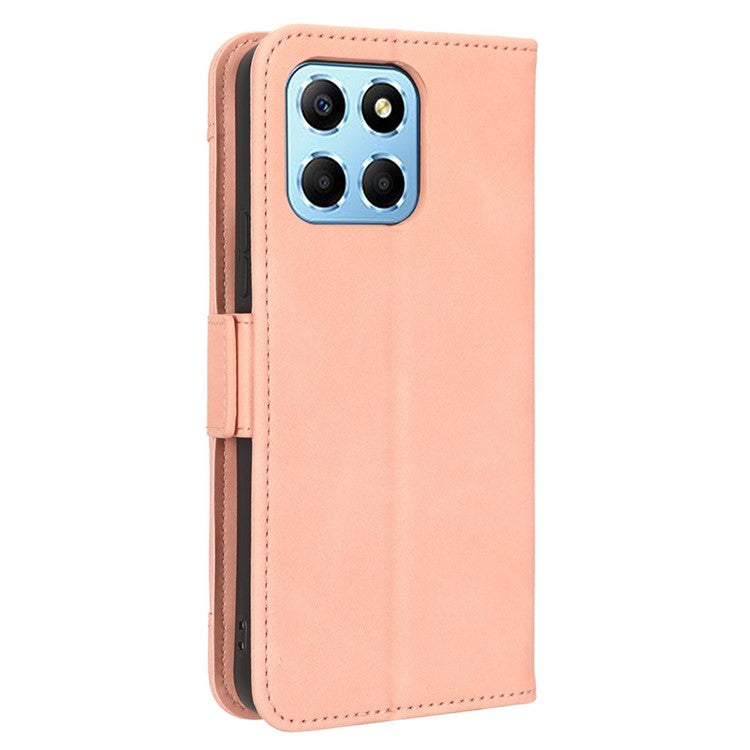 For Honor 70 Lite 5G / X6 4G / Honor Play6C / X8 5G Anti-drop PU Leather Folio Phone Case Stand Multiple Card Slots Magnetic Protective Flip Cell Phone Cover - Pink