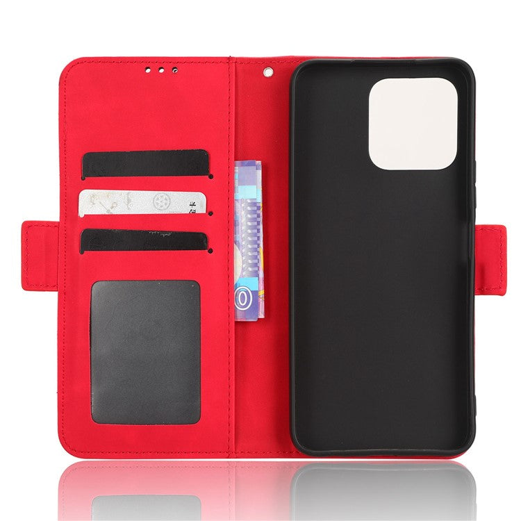 For Honor 70 Lite 5G / X6 4G / Honor Play6C / X8 5G Anti-drop PU Leather Folio Phone Case Stand Multiple Card Slots Magnetic Protective Flip Cell Phone Cover - Red
