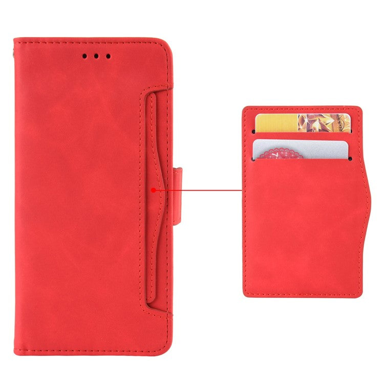 For Honor 70 Lite 5G / X6 4G / Honor Play6C / X8 5G Anti-drop PU Leather Folio Phone Case Stand Multiple Card Slots Magnetic Protective Flip Cell Phone Cover - Red