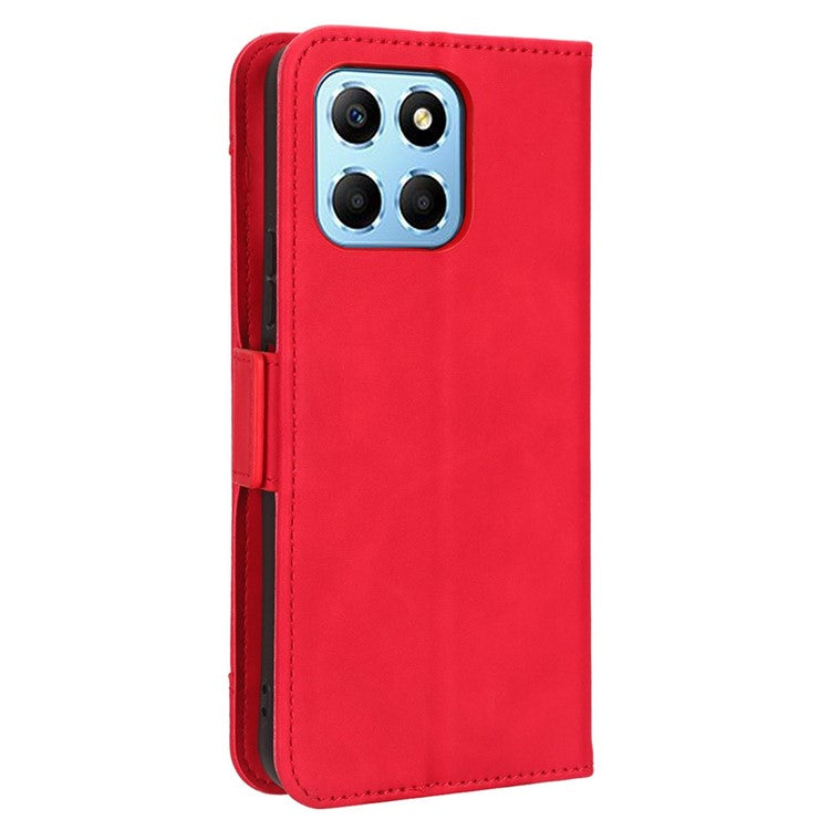 For Honor 70 Lite 5G / X6 4G / Honor Play6C / X8 5G Anti-drop PU Leather Folio Phone Case Stand Multiple Card Slots Magnetic Protective Flip Cell Phone Cover - Red
