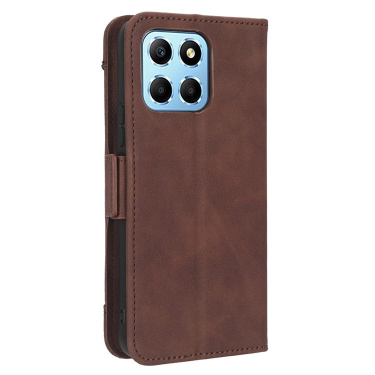 For Honor 70 Lite 5G / X6 4G / Honor Play6C / X8 5G Anti-drop PU Leather Folio Phone Case Stand Multiple Card Slots Magnetic Protective Flip Cell Phone Cover - Brown