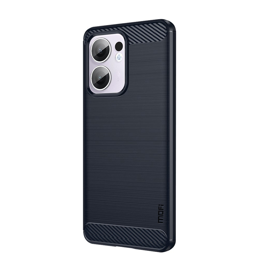 For Oppo Reno13 F 4G / Oppo Reno13 F 5G Back Cover MOFI Brushed Texture Carbon Fiber Soft TPU Case - Blue
