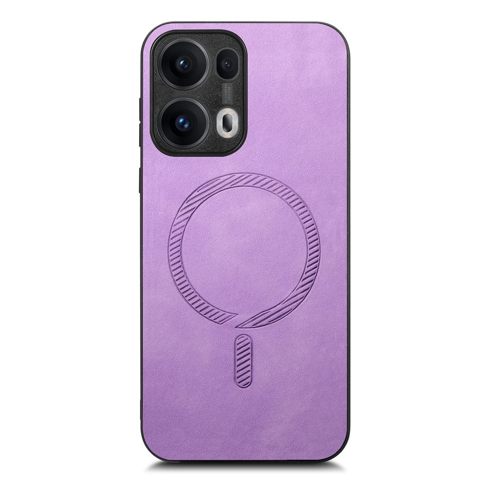 For Oppo Reno13 Pro 5G Leather Back Case Compatible with MagSafe Skin-touch Phone Cover - Purple