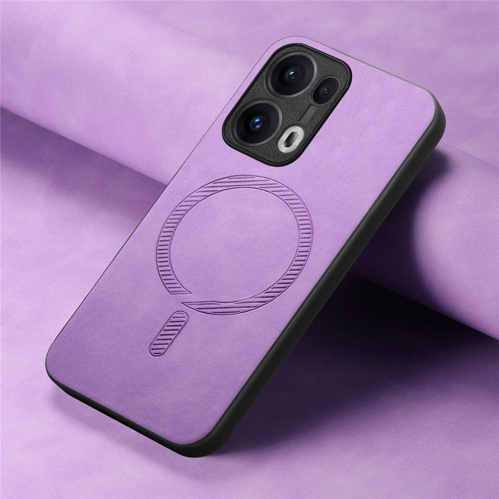 For Oppo Reno13 Pro 5G Leather Back Case Compatible with MagSafe Skin-touch Phone Cover - Purple