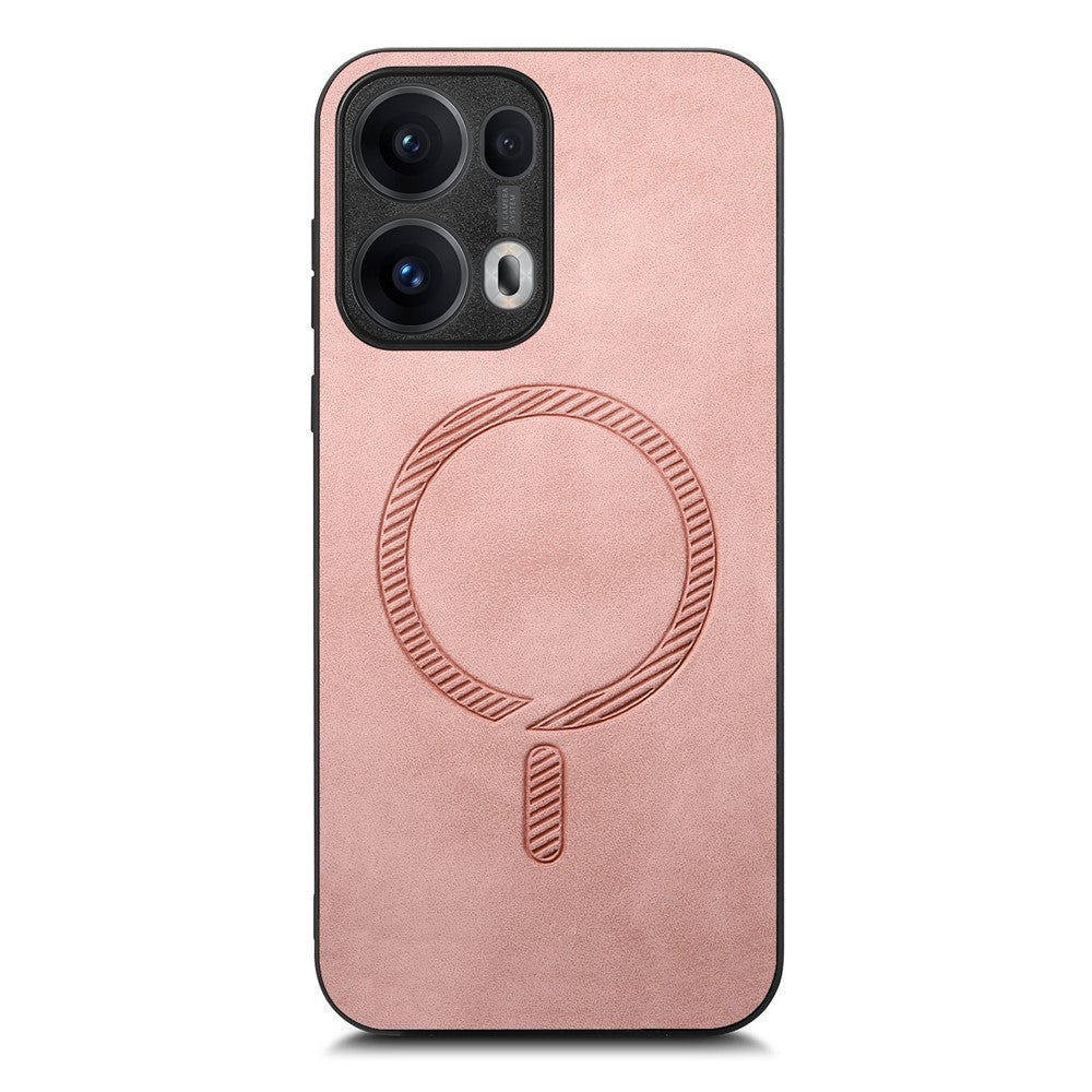 For Oppo Reno13 Pro 5G Leather Back Case Compatible with MagSafe Skin-touch Phone Cover - Pink