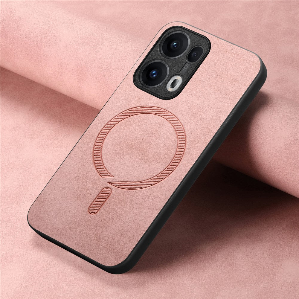 For Oppo Reno13 Pro 5G Leather Back Case Compatible with MagSafe Skin-touch Phone Cover - Pink
