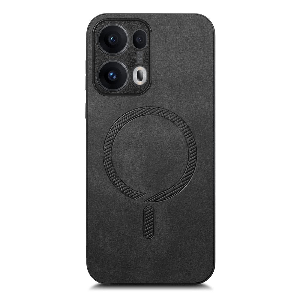 For Oppo Reno13 Pro 5G Leather Back Case Compatible with MagSafe Skin-touch Phone Cover - Black