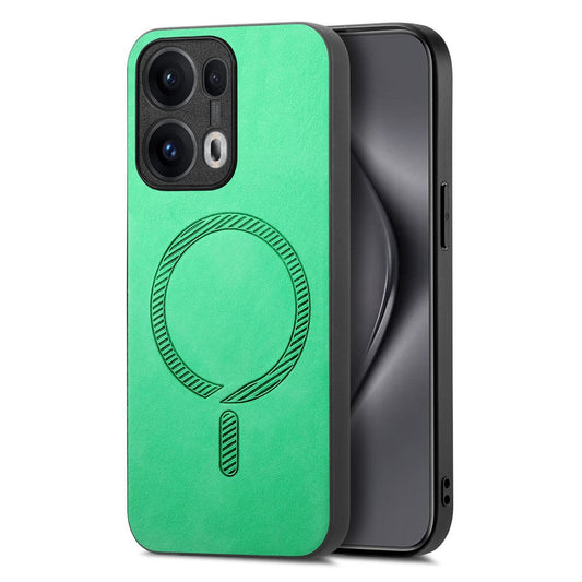 For Oppo Reno13 Pro 5G Leather Back Case Compatible with MagSafe Skin-touch Phone Cover - Green