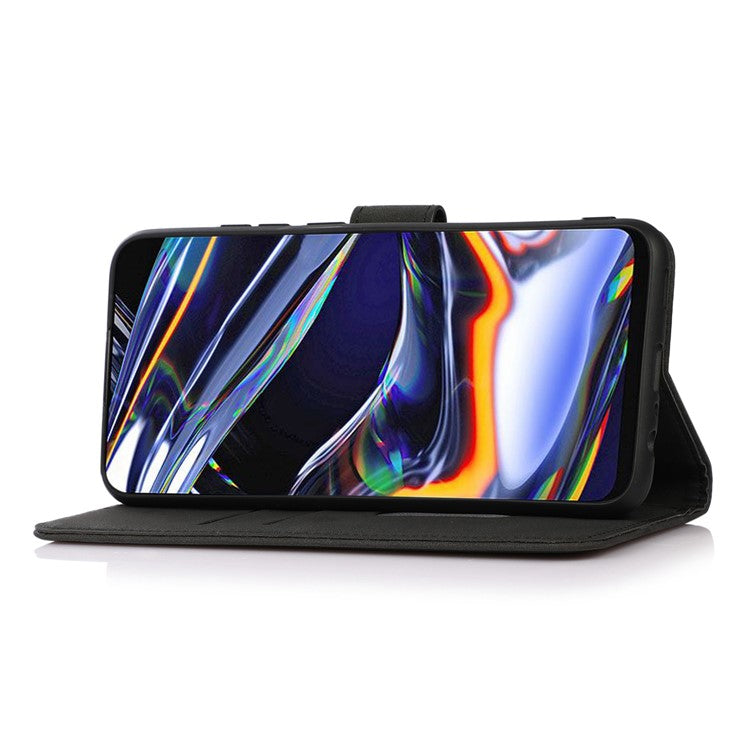 KHAZNEH For iPhone 16e Case PU Leather Wallet Stand Phone Cover - Black