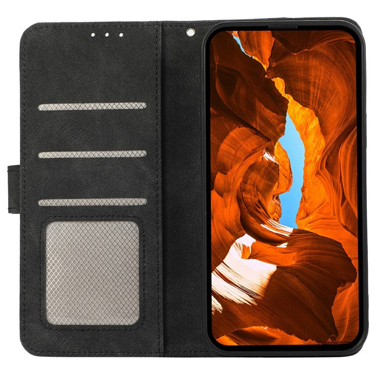 ABEEL For iPhone 16e Case Color Splicing Leather Flip Phone Cover RFID Blocking - Black