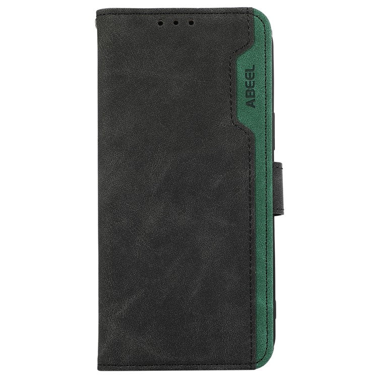 ABEEL For iPhone 16e Case Color Splicing Leather Flip Phone Cover RFID Blocking - Black