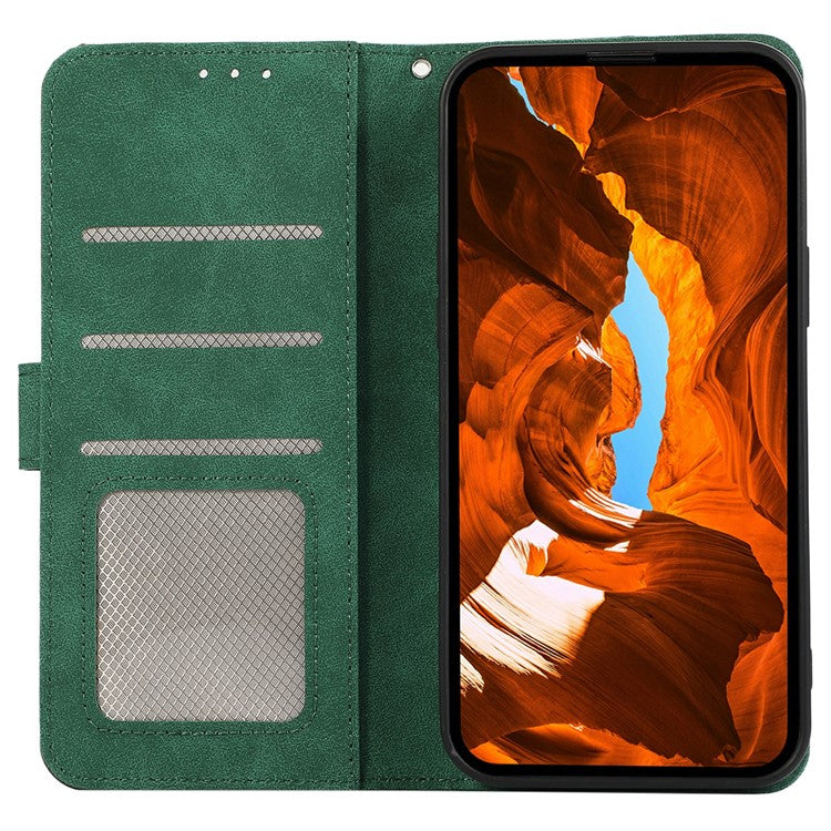 ABEEL For iPhone 16e Case Color Splicing Leather Flip Phone Cover RFID Blocking - Green