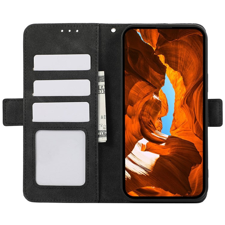 ABEEL For Samsung Galaxy S25 Edge Case PU Leather Folio Stand View RFID Blocking Phone Cover - Black