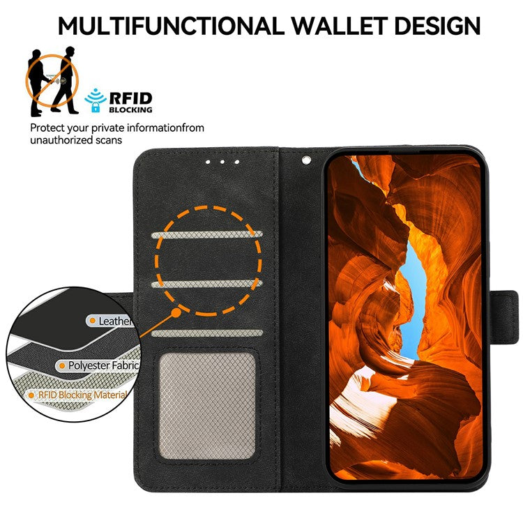 ABEEL For Samsung Galaxy S25 Edge Case PU Leather Folio Stand View RFID Blocking Phone Cover - Black