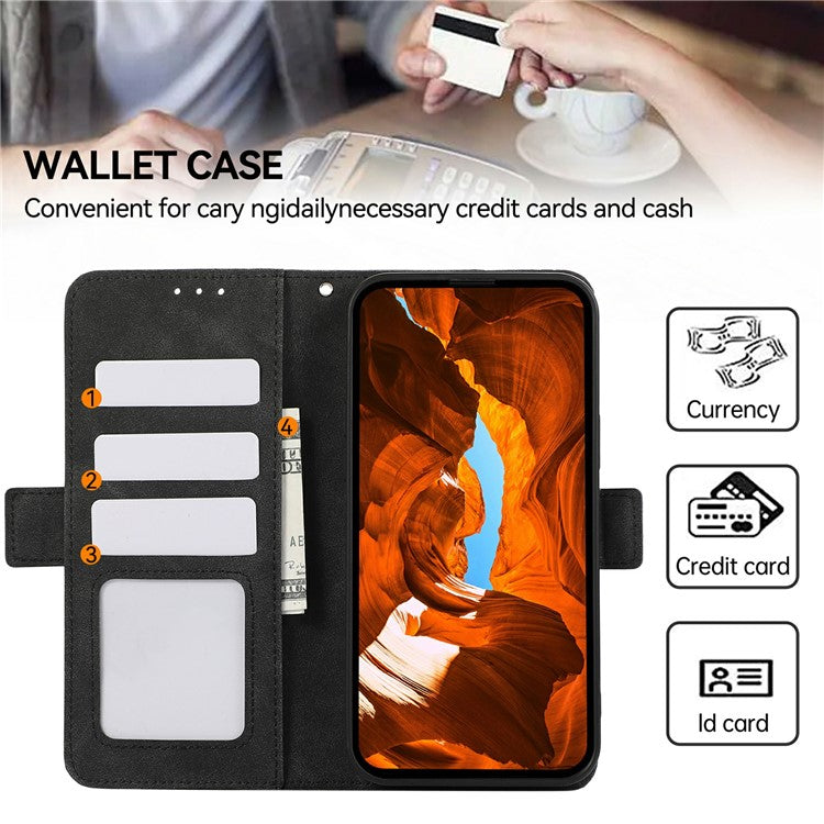 ABEEL For Samsung Galaxy S25 Edge Case PU Leather Folio Stand View RFID Blocking Phone Cover - Black