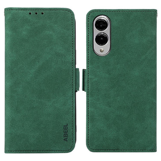 ABEEL For Samsung Galaxy S25 Edge Case PU Leather Folio Stand View RFID Blocking Phone Cover - Green