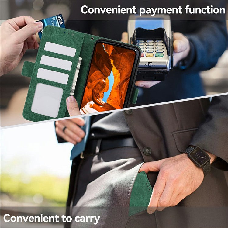 ABEEL For Samsung Galaxy S25 Edge Case PU Leather Folio Stand View RFID Blocking Phone Cover - Green