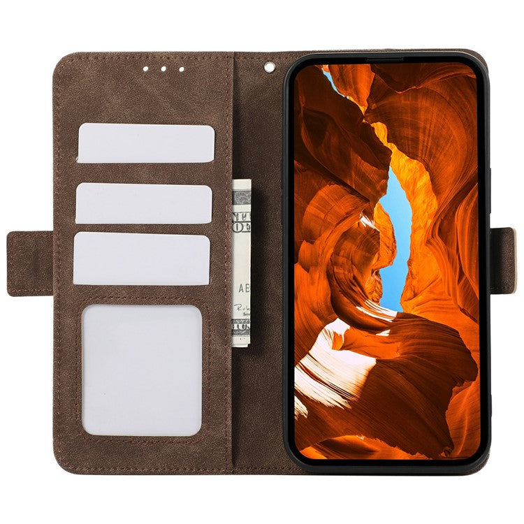 ABEEL For Samsung Galaxy S25 Edge Case PU Leather Folio Stand View RFID Blocking Phone Cover - Brown