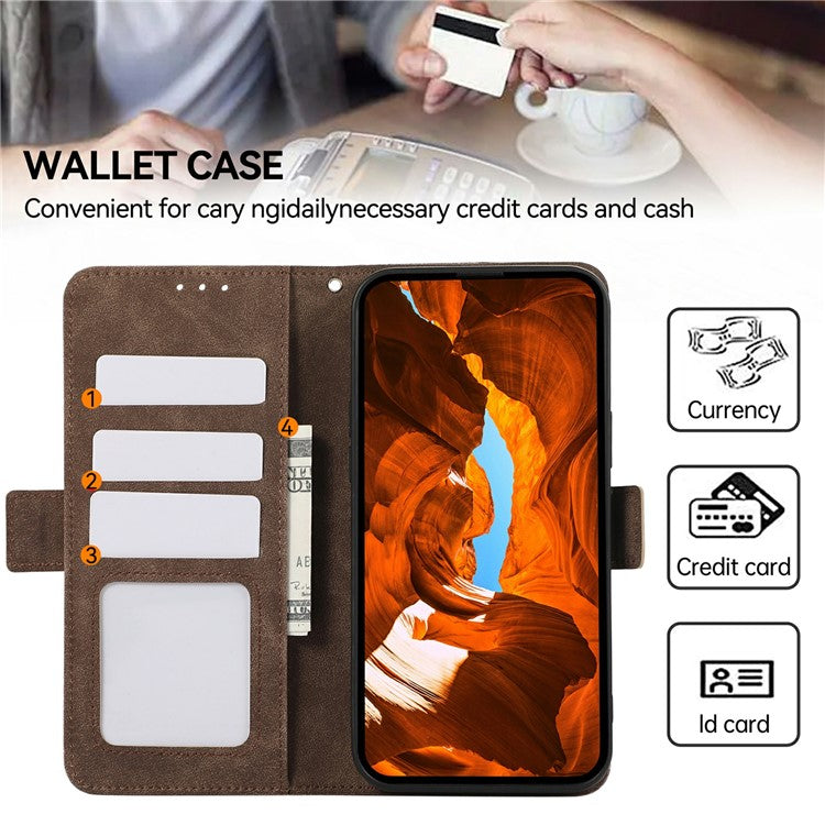 ABEEL For Samsung Galaxy S25 Edge Case PU Leather Folio Stand View RFID Blocking Phone Cover - Brown