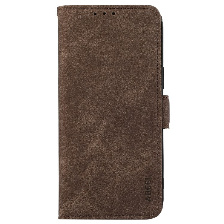 ABEEL For Samsung Galaxy S25 Edge Case PU Leather Folio Stand View RFID Blocking Phone Cover - Brown