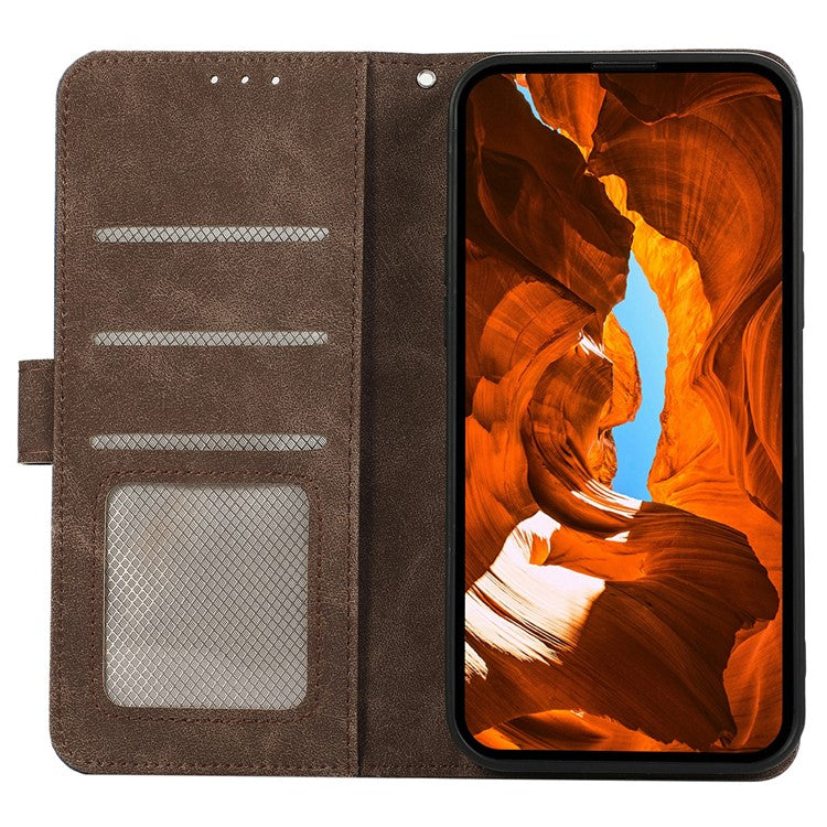 ABEEL For Samsung Galaxy S25 Edge Case Color Splicing Leather Flip Phone Cover RFID Blocking - Brown