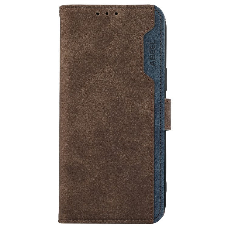 ABEEL For Samsung Galaxy S25 Edge Case Color Splicing Leather Flip Phone Cover RFID Blocking - Brown
