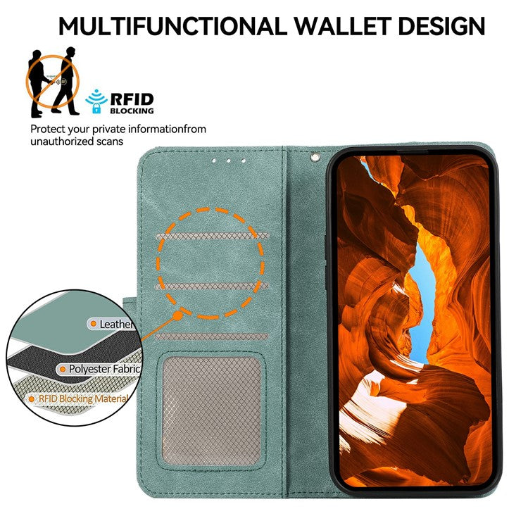 ABEEL For Samsung Galaxy S25 Edge Case Color Splicing Leather Flip Phone Cover RFID Blocking - Baby Blue
