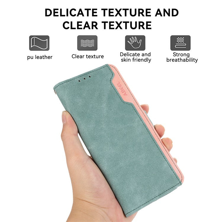 ABEEL For Samsung Galaxy S25 Edge Case Color Splicing Leather Flip Phone Cover RFID Blocking - Baby Blue