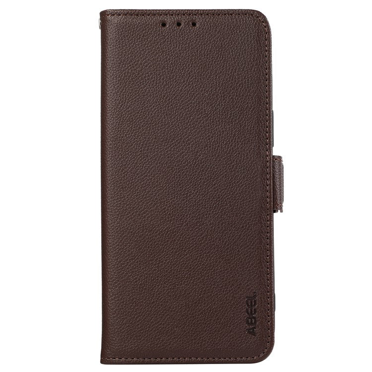 ABEEL For Samsung Galaxy S25 Edge Case Litchi Texture Leather RFID Blocking Phone Cover - Brown