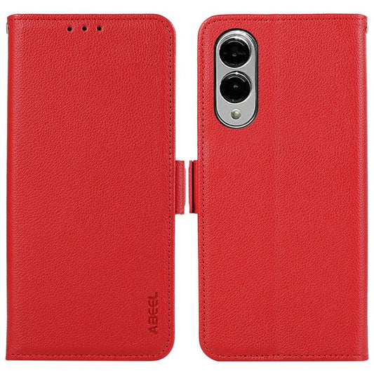 ABEEL For Samsung Galaxy S25 Edge Case Litchi Texture Leather RFID Blocking Phone Cover - Red
