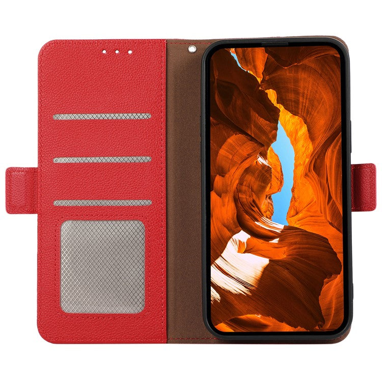 ABEEL For Samsung Galaxy S25 Edge Case Litchi Texture Leather RFID Blocking Phone Cover - Red