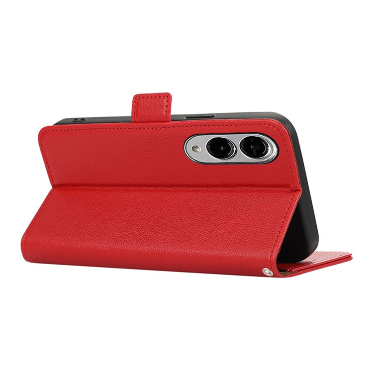 ABEEL For Samsung Galaxy S25 Edge Case Litchi Texture Leather RFID Blocking Phone Cover - Red