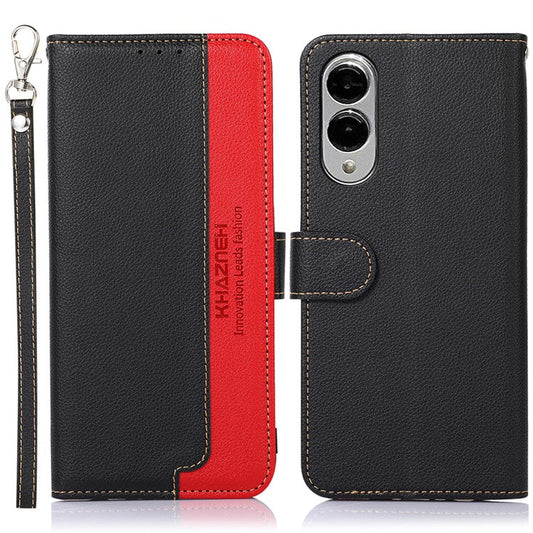 KHAZNEH For Samsung Galaxy S25 Edge Case RFID Blocking Wallet PU Leather Phone Cover - Black