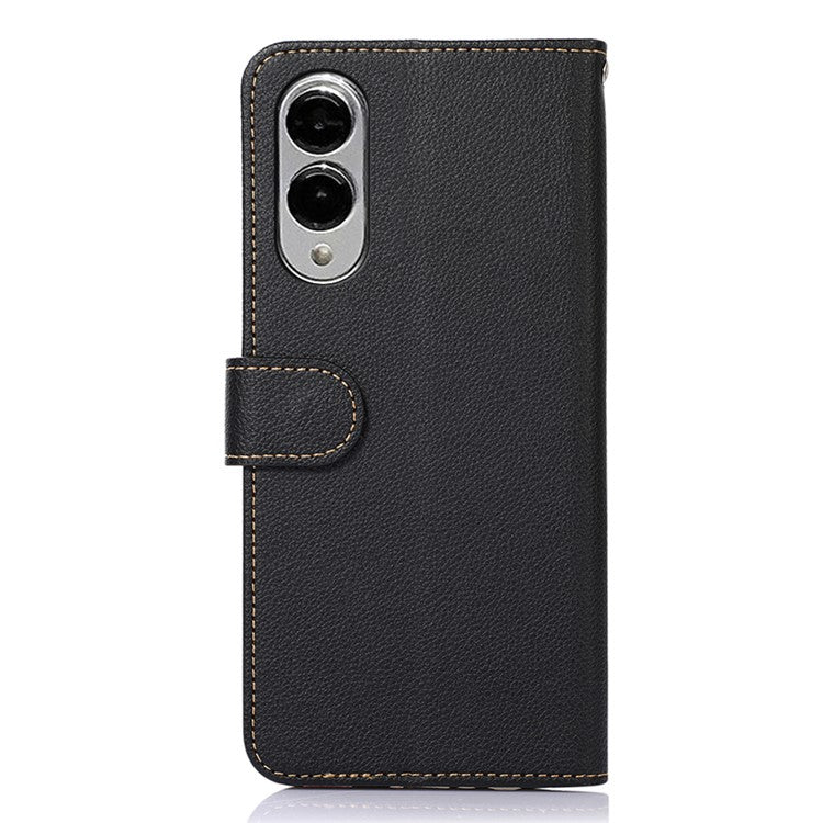 KHAZNEH For Samsung Galaxy S25 Edge Case RFID Blocking Wallet PU Leather Phone Cover - Black