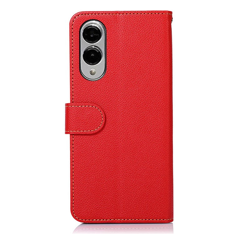 KHAZNEH For Samsung Galaxy S25 Edge Case RFID Blocking Wallet PU Leather Phone Cover - Red