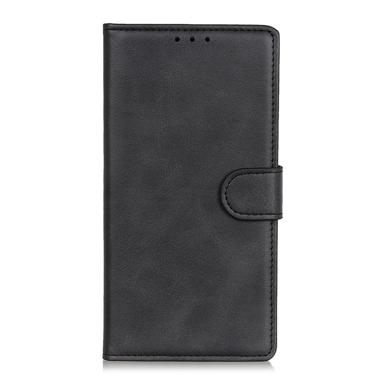 For Samsung Galaxy S25 Edge Wallet Case Cowhide Texture Leather Stand Phone Cover - Black