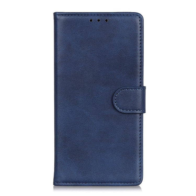 For Samsung Galaxy S25 Edge Wallet Case Cowhide Texture Leather Stand Phone Cover - Blue