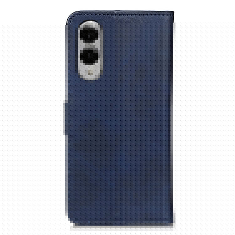 For Samsung Galaxy S25 Edge Wallet Case Cowhide Texture Leather Stand Phone Cover - Blue