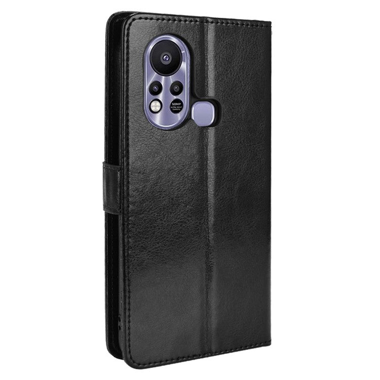 For Infinix Hot 11s / Hot 11s NFC 4G Anti-Drop PU Leather Phone Case Crazy Horse Texture Wallet Stand Magnetic Clasp Phone Cover - Black