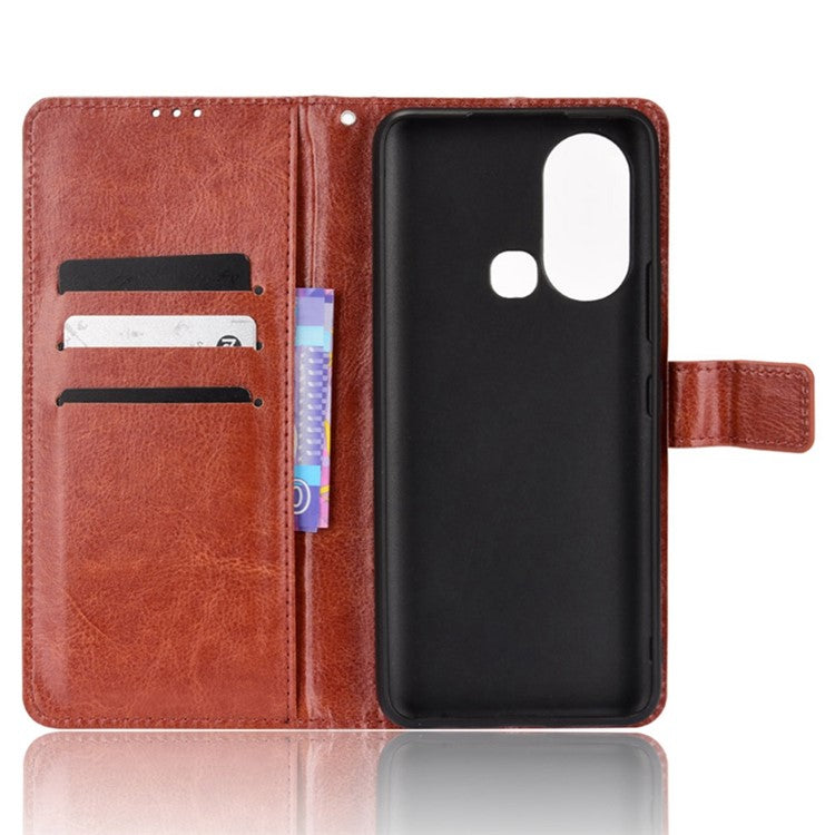 For Infinix Hot 11s / Hot 11s NFC 4G Anti-Drop PU Leather Phone Case Crazy Horse Texture Wallet Stand Magnetic Clasp Phone Cover - Brown