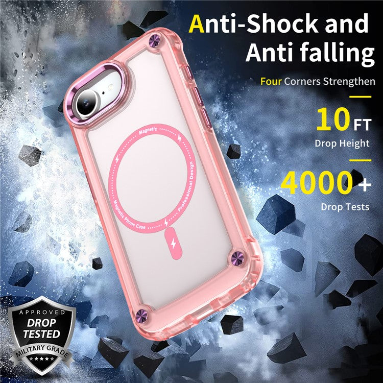 For iPhone 16e Case Skin Touch TPU + PC Phone Cover Compatible with MagSafe - Pink