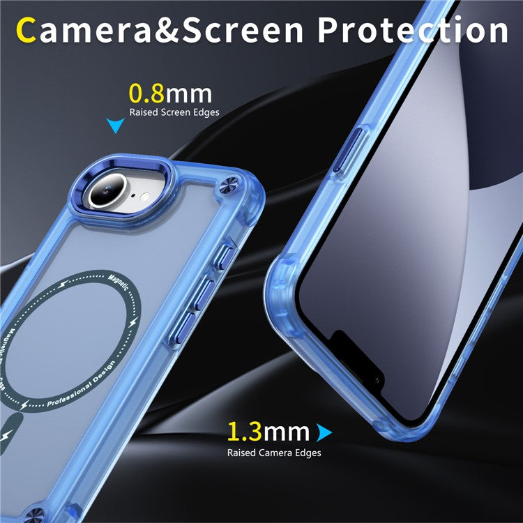 For iPhone 16e Case Skin Touch TPU + PC Phone Cover Compatible with MagSafe - Blue