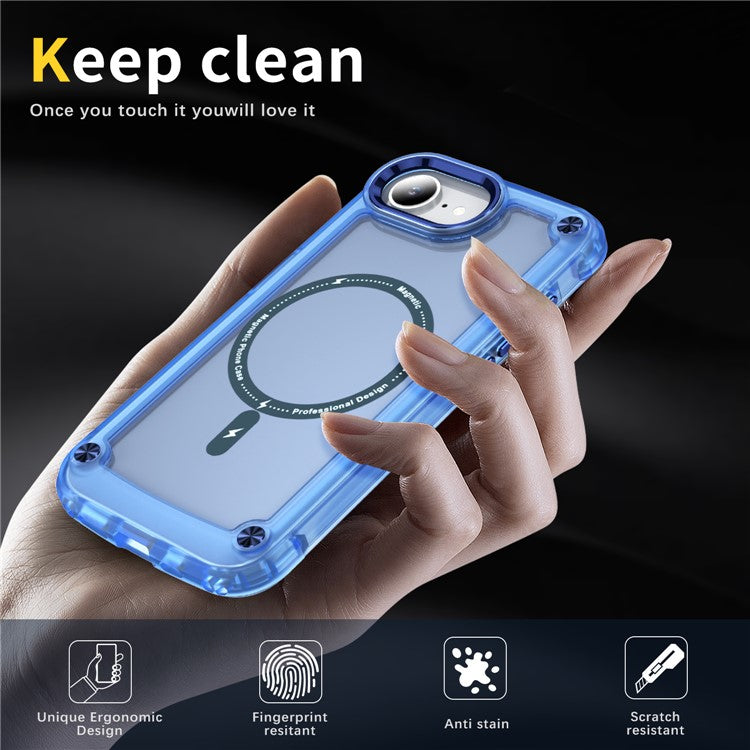 For iPhone 16e Case Skin Touch TPU + PC Phone Cover Compatible with MagSafe - Blue