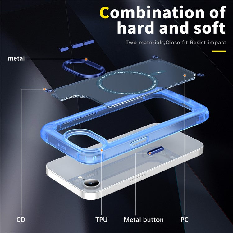 For iPhone 16e Case Skin Touch TPU + PC Phone Cover Compatible with MagSafe - Blue