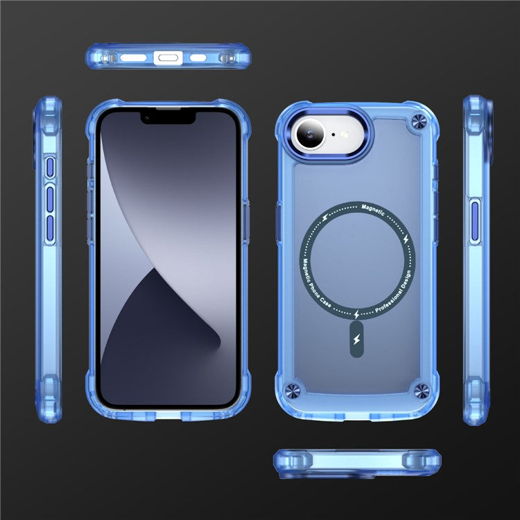 For iPhone 16e Case Skin Touch TPU + PC Phone Cover Compatible with MagSafe - Blue